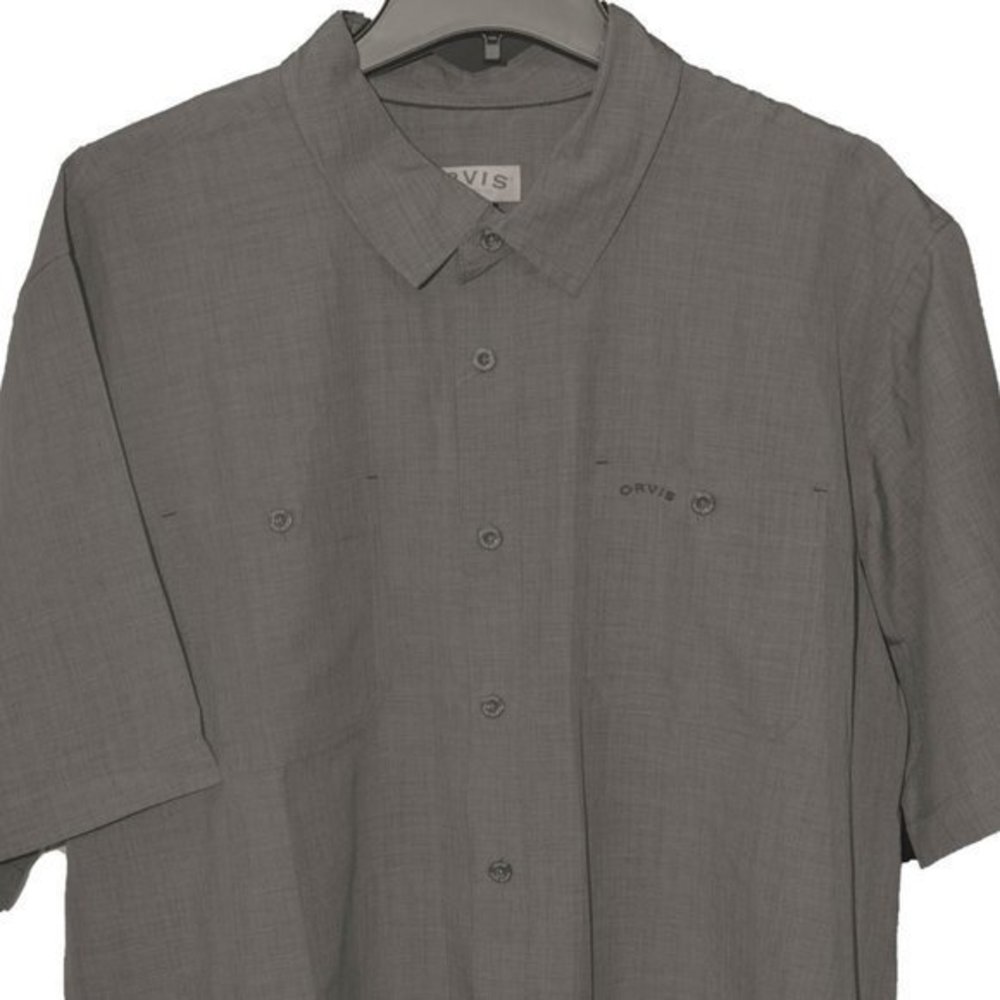 GRAY Orvis Men short sleeve woven tech shirt - Picture 1 of 5
